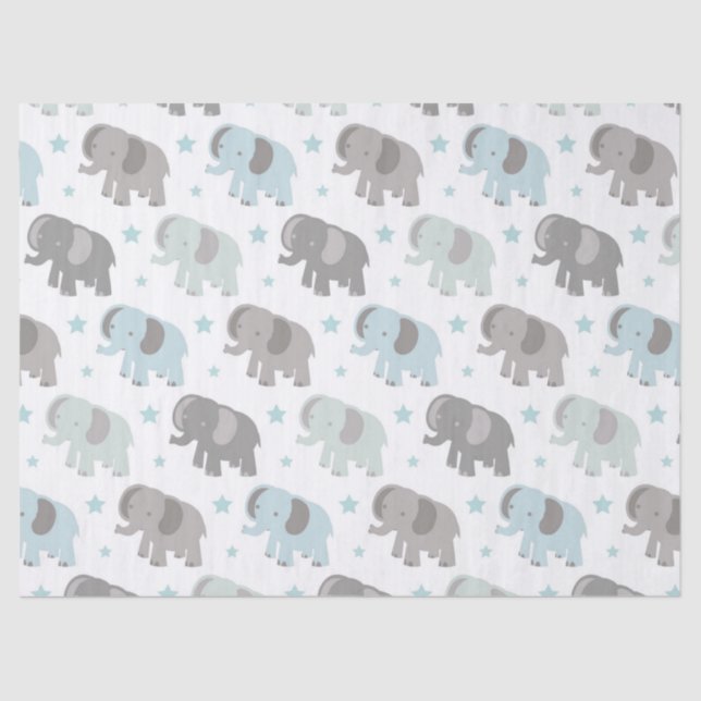 Baby Blue Elephant Tissue Paper (Front)