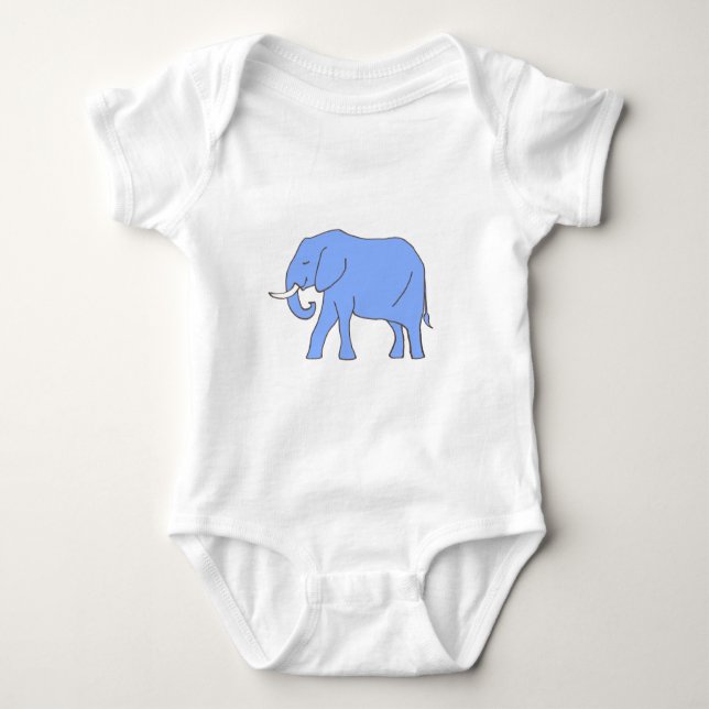 Baby Blue Elephant Walking Baby Bodysuit (Front)