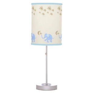 Baby Blue Elephants under Starry Sky Nursery Table Lamp
