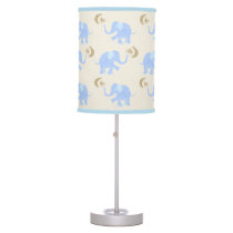 Baby Blue Elephants with Stars & Moon Nursery Table Lamp