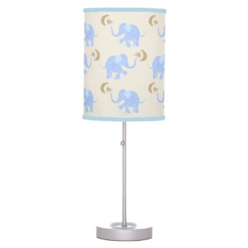 Baby Blue Elephants With Stars & Moon Nursery Table Lamp by EleSil at Zazzle