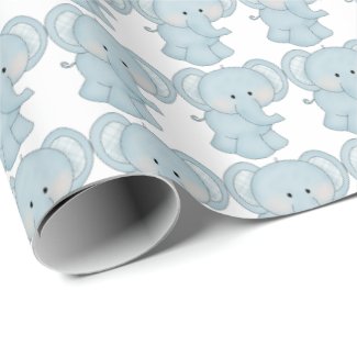 Baby Blue Elephants Wrapping Paper