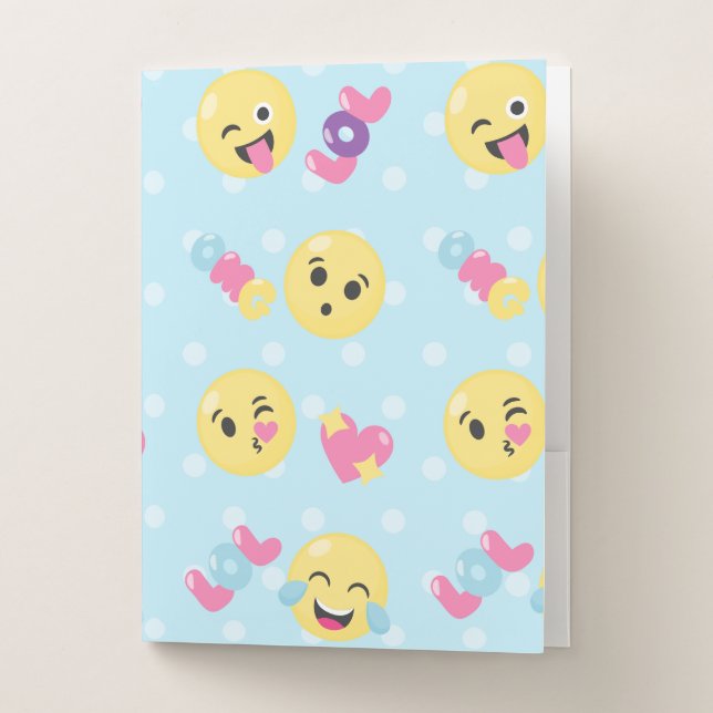 Baby Blue Emoji LOL OMG Pocket Folders (Front)