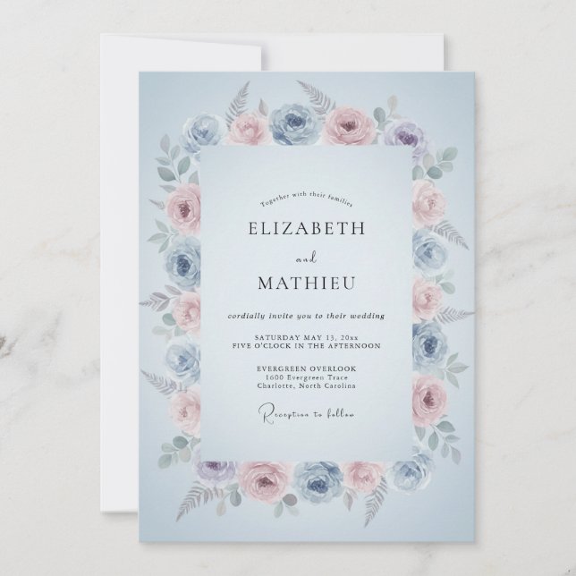 Baby Blue Enchanting Spring Wedding Invitation (Front)