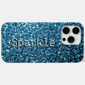 Baby blue faux glitters sparkles Your text iPhone 15 Pro Max Case
