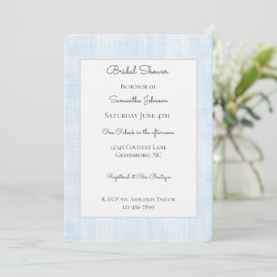 Baby Blue Faux Linen Bridal Shower Invitation