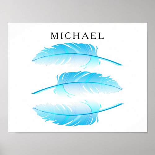 Baby Blue Feather with DIY Name Poster