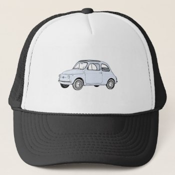 Baby Blue Fiat 500 Topolino Pencil Style Drawing Trucker Hat by PNGDesign at Zazzle