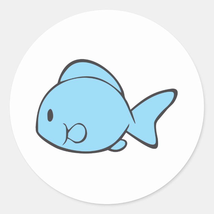 Baby Blue Fish Swimming Round Stickers