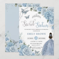 Baby Blue Floral Butterflies Princess Sweet 16