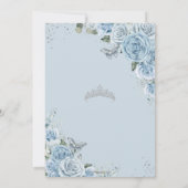 Baby Blue Floral Butterflies Princess Sweet 16 Invitation (Back)