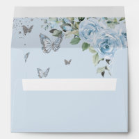 Baby Blue Floral Butterflies Quinceañera Birthday