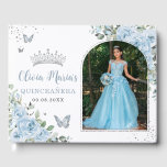 Baby Blue Floral Butterflies Quinceañera Photo Guest Book<br><div class="desc">Coordinate your party with this elegant personalized Quinceañera / Sweet 16 birthday photo / picture Guest Book! Personalize it easily and quickly. Simply click the Edit Using Design Tools button to further edit the text, change font styles and font colors. Featuring beautiful watercolor baby blue flowers, silver and blue butterflies...</div>