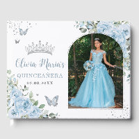 Baby Blue Floral Butterflies Quinceañera Photo