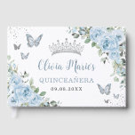 Baby Blue Floral Butterflies Silver Quinceañera Guest Book<br><div class="desc">Coordinate your party with this elegant personalized Guest Book! Personalize it easily and quickly, simply click the customize it further button to edit the texts, change fonts and fonts colors. Featuring pretty pastel baby blue flowers, delicate greenery and blue and silver butterflies. Great for Quinceañera, Sweet 16, bridal shower, debutante...</div>