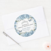 Baby Blue Floral Butterflies Tiara QUINCEAÑERA  Classic Round Sticker (Envelope)