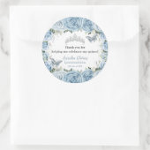 Baby Blue Floral Butterflies Tiara QUINCEAÑERA  Classic Round Sticker (Bag)