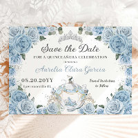 Baby Blue Floral Cinderella Quinceañera Sweet 16