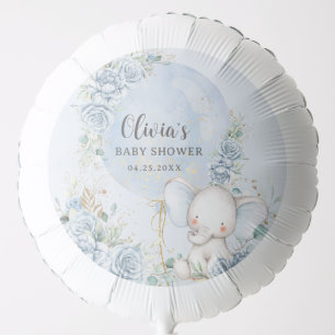 Baby Blue Floral Cute Elephant Boy Baby Shower Balloon