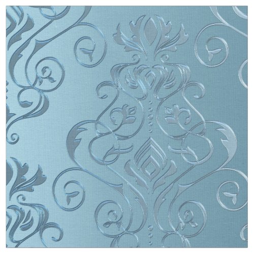 Baby Blue Floral Damask Fabric