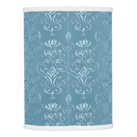 Baby Blue Floral Damask Lamp Shade (Back)