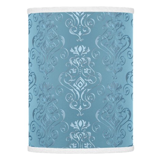 Baby Blue Floral Damask Lamp Shade (Front)