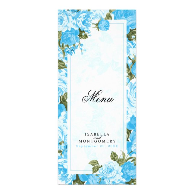 Baby Blue Floral Design - Menu (Front)