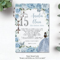 Baby Blue Floral Girl Gown Quinceañera Prayer Card