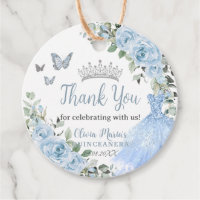 Baby Blue Floral Princess Dress Silver Quinceañera