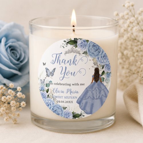 Baby Blue Floral Princess Quinceañera 15 Sweet 16 Classic Round Sticker