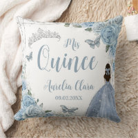Baby Blue Floral Princess Silver Quinceañera XV