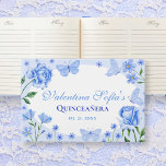 Baby Blue Floral Quinceañera 15th Birthday Guest Book<br><div class="desc">This baby blue floral quinceañera guest book features hand drawn roses, butterflies and flowers as a wreath. Inside the wreath you can customise all the text. The back of the design features a matching pattern of butterflies and florals. See the whole matching collection. All artwork is digitally hand drawn by...</div>