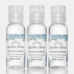 Baby Blue Floral Quinceañera Princess Dress Crown Hand Sanitizer