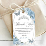 Baby Blue Floral Quinceanera Silver Butterflies Gift Tags<br><div class="desc">Personalize these chic gift tags with your own wording easily and quickly,  simply press the customize it button to further re-arrange and format the style and placement of the text.  Matching items available in store. (c) The Happy Cat Studio</div>