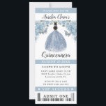 Baby Blue Floral Quinceañera Sweet 16 VIP Ticket Invitation<br><div class="desc">Personalize this chic Quinceañera / Sweet 16 VIP ticket style invitation with your party details easily and quickly, simply press the customize it button to further re-arrange and format the style and placement of the text.  Featuring beautiful baby blue roses, a girl dressed in a baby blue gown and lovely...</div>
