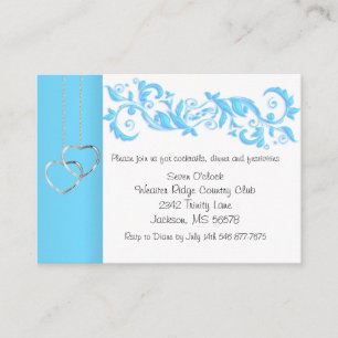 Baby Blue Floral Swirl and White - Reception Enclosure Card