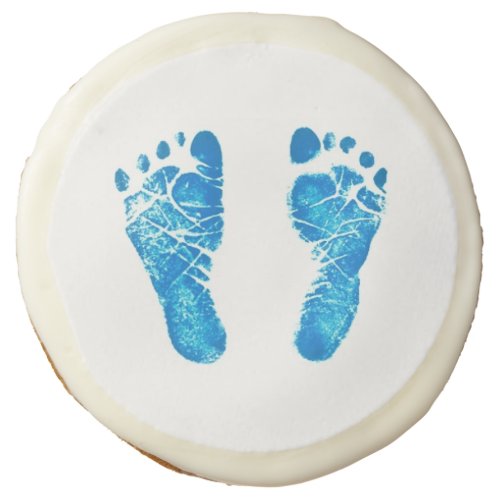 Baby Blue Footprints Sugar Cookie