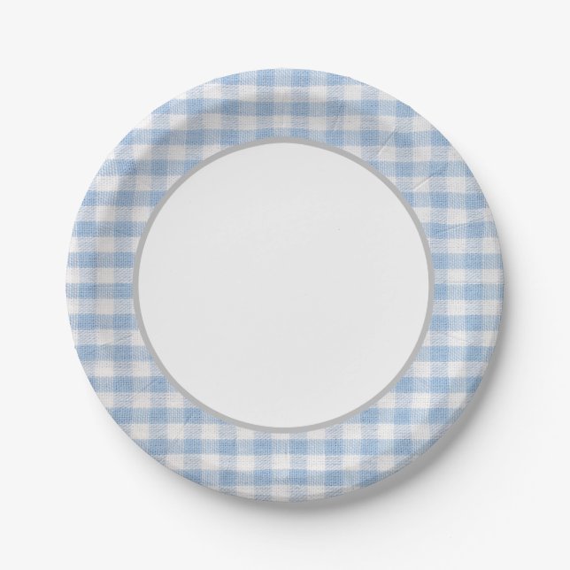 Baby Blue for Baby Q Baby Shower Barbecue Boy Blue Paper Plates (Front)