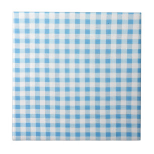 Baby Blue Gingham Ceramic Tile