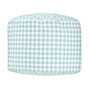 Baby Blue Gingham Check and Polka Dots -  Nursery Pouf