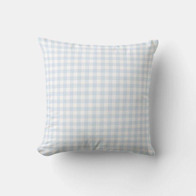 Baby Blue Gingham Check Pattern Throw Pillow (Front)