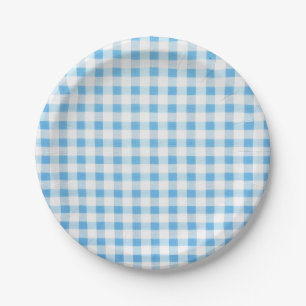 Baby Blue Gingham Paper Plates