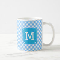 Baby Blue Gingham Personalize Monogram Coffee Mug