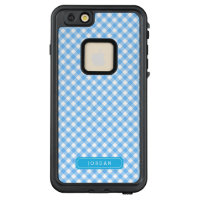 Baby Blue Gingham Personalize with Name LifeProof FRĒ iPhone 6/6s Plus Case