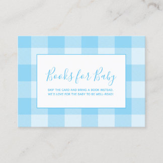 Baby Blue Gingham Plaid Books for Baby Enclosure Card