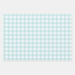 baby blue gingham wrapping paper sheets