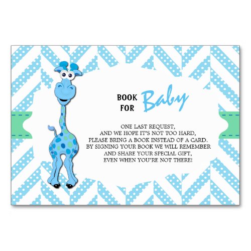 Baby Blue Giraffe Baby Boy Shower   Bring a Book Table Number