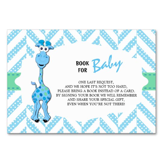 Baby Blue Giraffe Baby Boy Shower Bring A Book Table Number