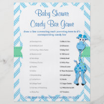 Baby Blue Giraffe Baby Boy Shower - Game Flyer