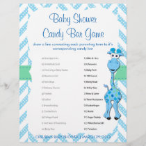 Baby Blue Giraffe Baby Boy Shower - Game Flyer